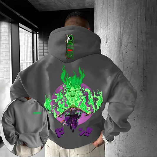 ONE PIECE Men's Hoodie Sweater Roronoa Zoro Japan Anime Summer Autumn Boys Children's Long Sleeve Printed Parent-Child Wear