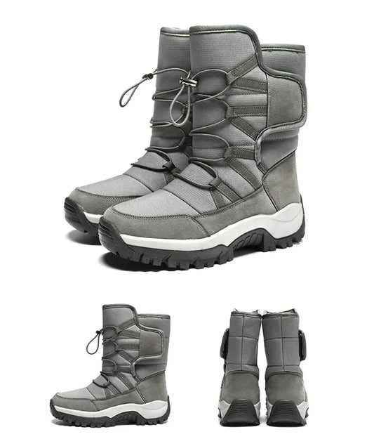 New Warm Men Plush Snow Boots High Top Winter Men's Boots Waterproof Winter Motorcycle Boots Outdoor Anti-Slip Men Hiking Boots