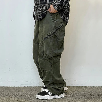 American Streetwear Army Green Cargo Pants For Men High Quality Hip Hop Skateboard Baggy Pants Korean Fashion Trousers Male