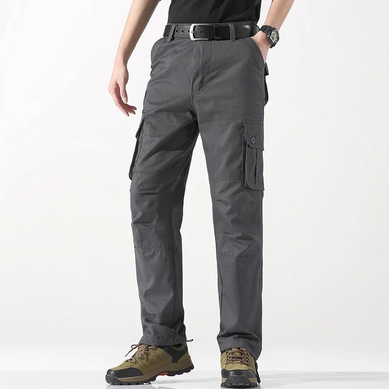 Male Cargo Pants Tactical Cotton Overalls Outdoor Utility Work Trousers Relaxed Fit Big Size Hombre Clothing