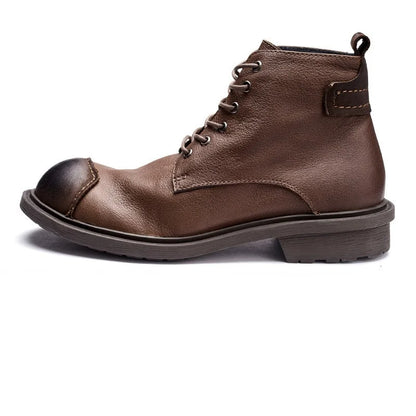 Spring Autumn New British Style Retro Genuine Cow Leather Men Ankle Short Motorcycle Boots Winter Plush Vintage Luxury Shoes 304