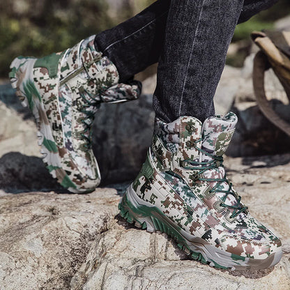2025 Fashion Men's Desert Combat Boots Outdoor Non-slip Hiking Shoes Waterproof Men's Work Boots Men Tactical Boots Ankle Boots