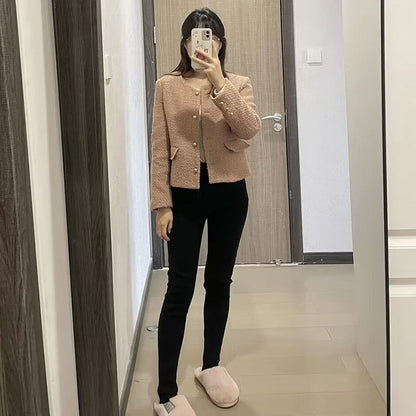 New Women Thermal Jeans Winter Snow Warm Plush Stretch Jeans Lady Skinny Thicken Students Denim Pants Fleece Mom Fur Trousers