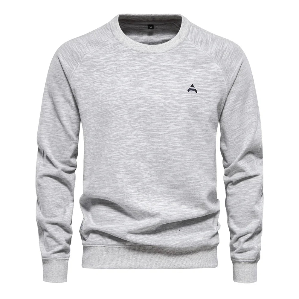 Brand Quality Mens Cotton Blend Crew Neck Sweatshirt Casual Sport Pullover Solid Embroidery Sweatshirts for Men