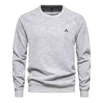 Brand Quality Mens Cotton Blend Crew Neck Sweatshirt Casual Sport Pullover Solid Embroidery Sweatshirts for Men
