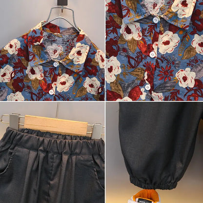 Floral Shirt Summer Suit for Boy 2025 Kids Clothes Children 4 Years Clothing Sets Shorts Boys' Set Child Outfit Outdoor T-shirts