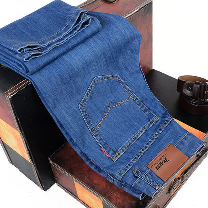 Hot Selling Mens Stretch Jeans Men Classic Business Jeans Male Fashionable Comfortable Solid Color Slim Straight Leg Denim Pants