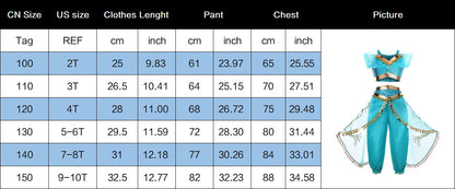 Jasmine Princess Dress for Girls Cosplay Aladdin Magic Lamp Costume Kids Halloween Birthday Carnival Party Vestidos