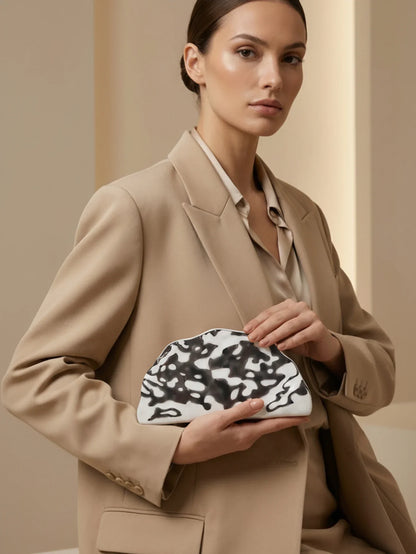 Stylish and sparkly womens evening bag acrylic scallop-shaped clutch wedding party designer chain shoulder bag/crossbody bag