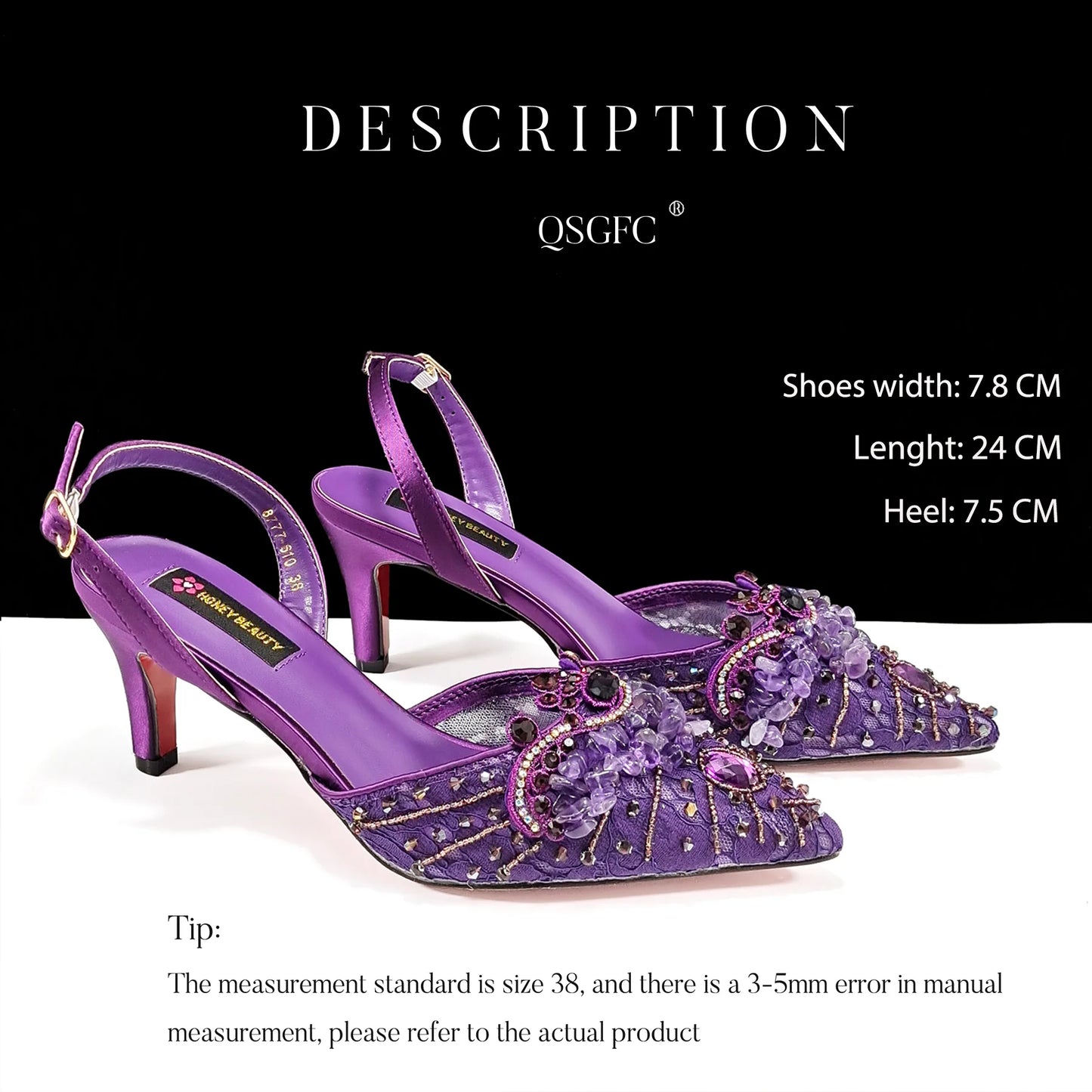 Italian Design Rhinestones and Coral Stones Ladies Party Shoes High Heels Pointed Toe Coffee Color Women's Shoes