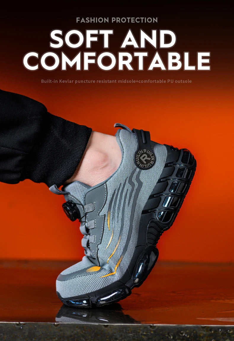 Indestructible Steel Toe Protective Safety Shoes Slip Resistant Abrasion Resistant Work Shoes Men Tough Comfortable Sneaker ﻿