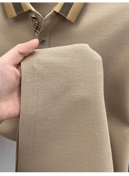 100% pure cotton high-end brand fashionable men's short sleeved polo shirt autumn original letter design golf top T-shirt