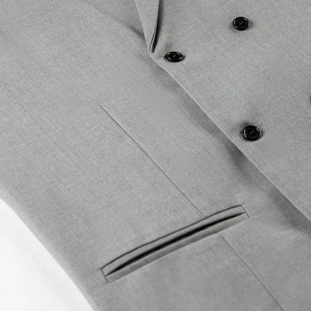 Men Vest Gray With Lapel Double Breasted Solid Waistcoat For Banquet Wedding Business Work Office Casual Daily Men Suit Vest