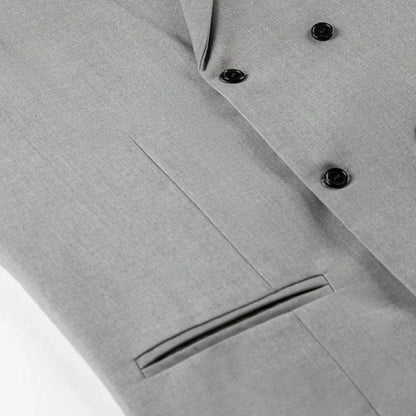 Men Vest Gray With Lapel Double Breasted Solid Waistcoat For Banquet Wedding Business Work Office Casual Daily Men Suit Vest