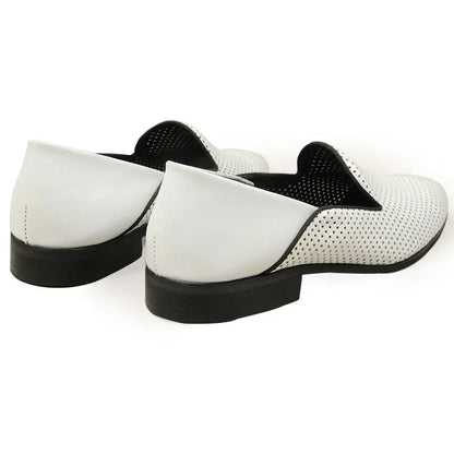 New Loafers White Men's Shoes Summer Casual Shoes for Men Genuine Leather Breathable Hollow Soft Hand Sewing Luxury Fashion Shoe