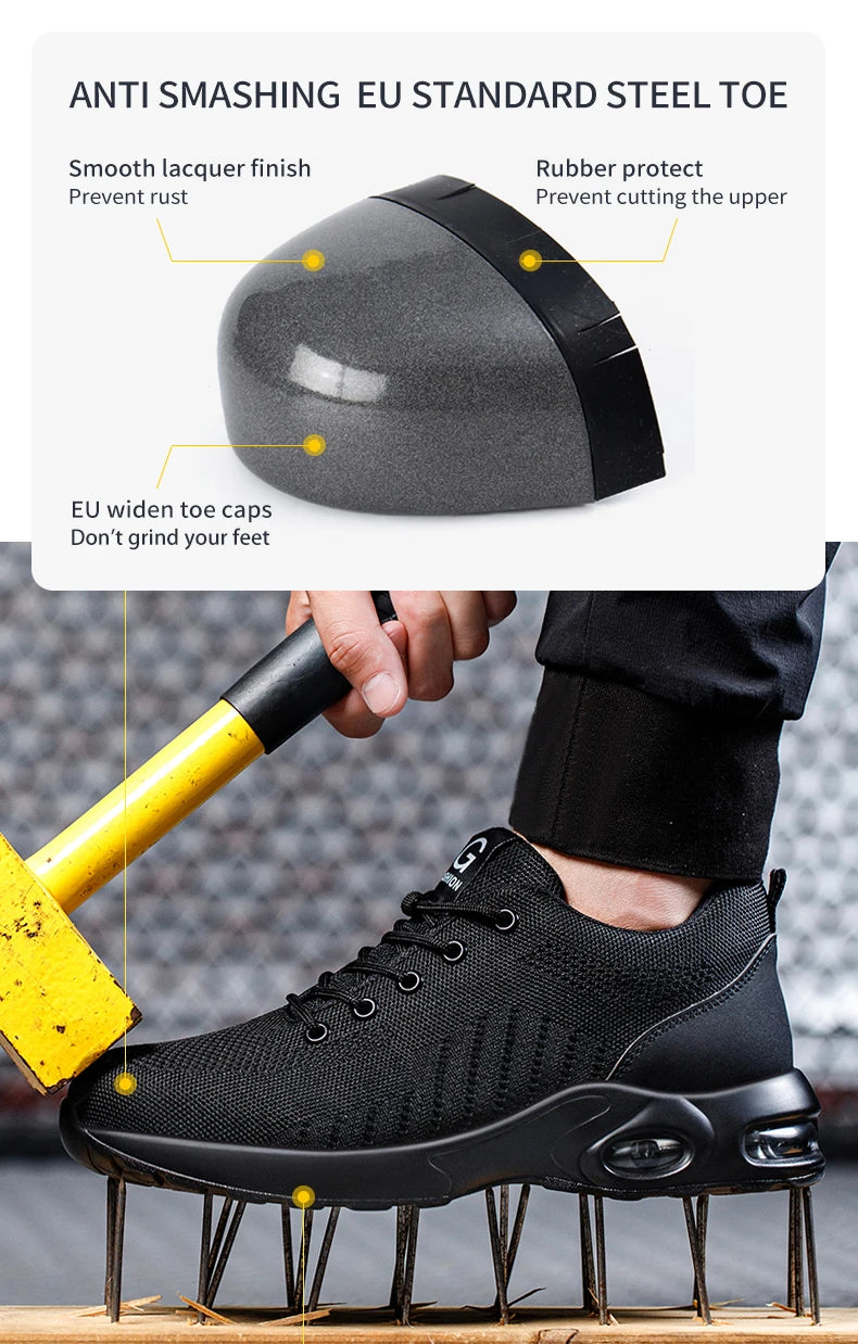 New Styles Men Safety Boots With Steel Toe Cap Anti-smash Work Sneakers Safety Shoes Men Indestructible Work Boots Hiking shoes