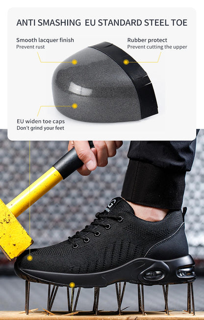 New Styles Men Safety Boots With Steel Toe Cap Anti-smash Work Sneakers Safety Shoes Men Indestructible Work Boots Hiking shoes