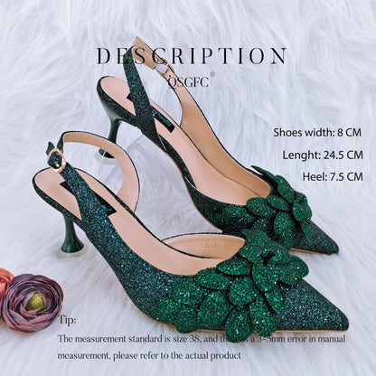 Nigerian Banquet Shoes and Bags African Fashion Peach Ladies Matching Shoes and Bags Pointed Toe High Heels Wedding Party