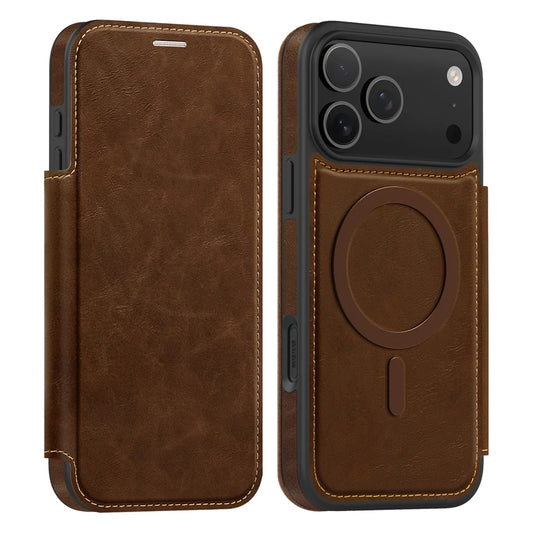 Leather Magsafe Flip Case for iPhone 17 Air 16 Promax 15 Plus 14 Pro max 13 PM 12 16e iphone16 Card Slots Magnetic Phone Cover