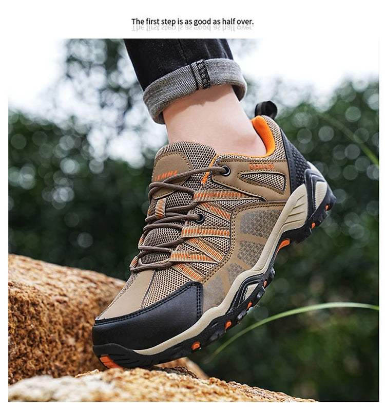 Brand Hiking Shoes Men Mesh Breathable Travel Shoe Outdoor Waterproof Hunting Fishing Shoes Mountain Off-Road Riding Sports Shoe