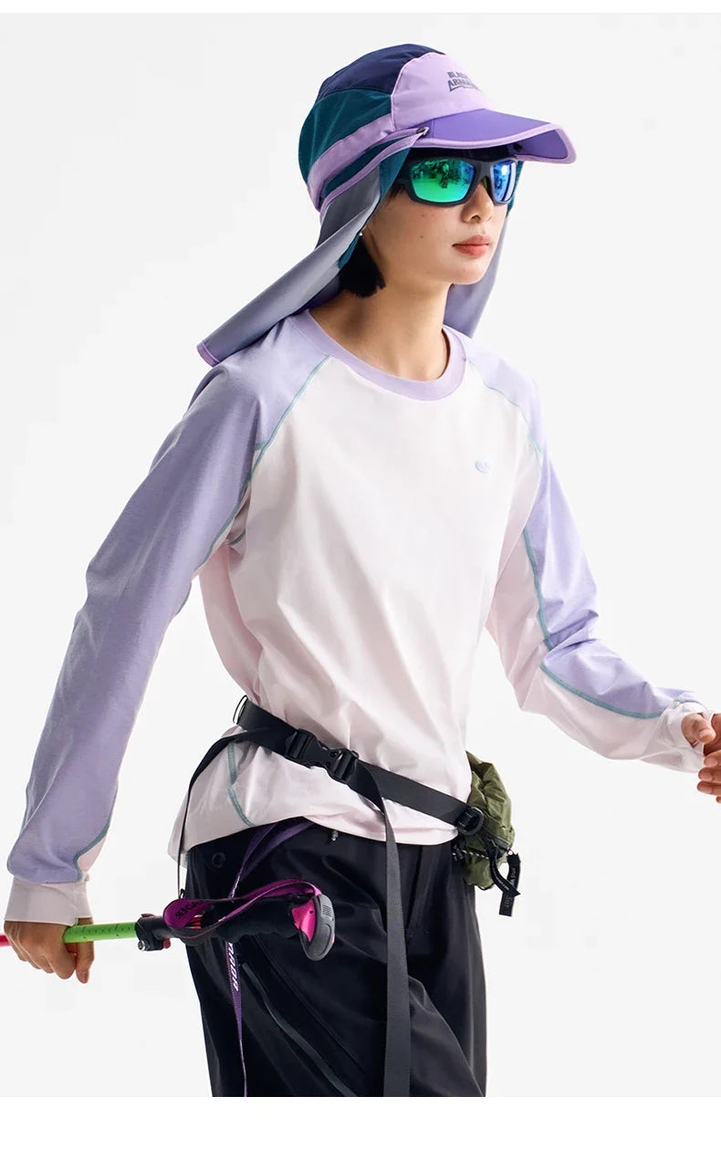Men's Color - Block Long Sleeve UV Protection Shirt  Lightweight Quick - Dry Antibacterial Outdoor T - Shirt