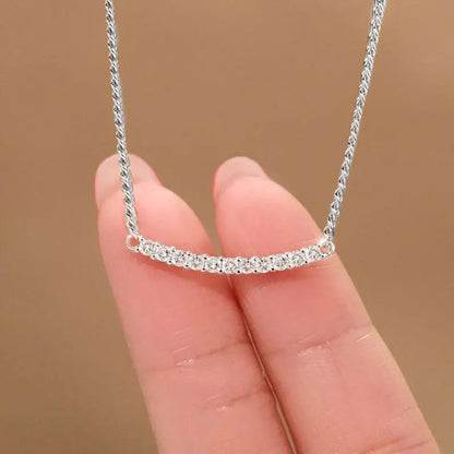 GRA Certified Full Moissanite Smile Pendant Necklace for Women 925 Sterling Silver Clavicle Chain Jewelry Gift Collares