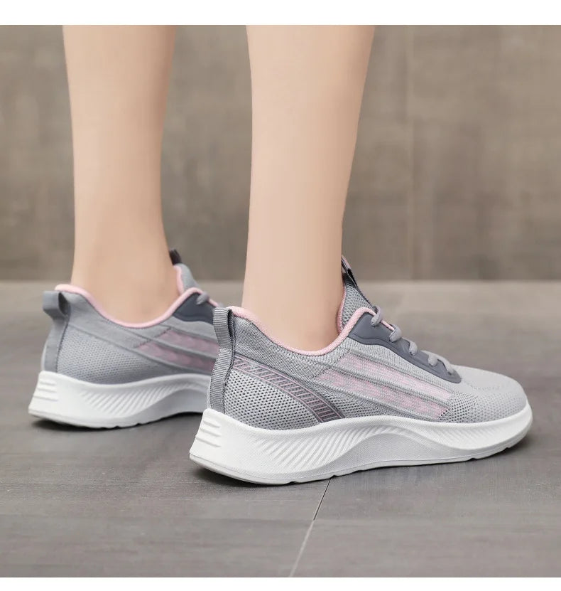 Women's Breathable Mesh Sneakers Platform Sole Korean Style Spring Casual Sports Shoe Plus Size Orthopedic  Height Walking Shoes