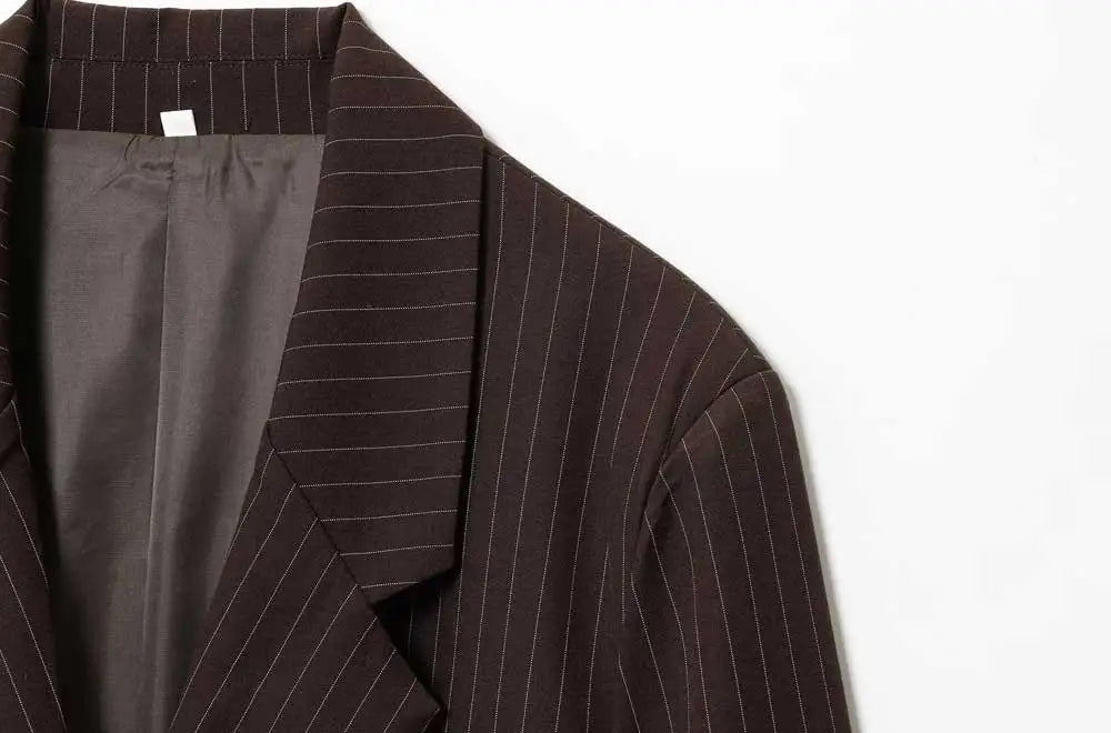 Women's Old Money Style Ovesized Striped Blazer Coat Long Sleeve Front Pockets Chic Oversize Top Female Outerwear