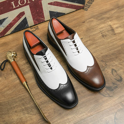 Spring black white leather shoes for men High quality wedding Dress shoes Business office loafers men shoe Luxury designer shoes