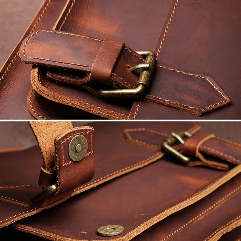 Retro Real Leather Messenger Bags Men and Women Shoulder Bag Natural Cowhide Crossbody Casual Handbag Luxury Cambridge Bags