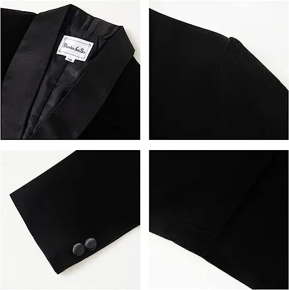 Flower Boys Velvet Jacket Pants Bowtie 3PCS Photograph Suit Kids 1Year Birthday Dress Children Wedding Performance Evening Set