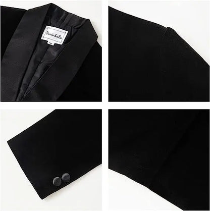 Flower Boys Velvet Jacket Pants Bowtie 3PCS Photograph Suit Kids 1Year Birthday Dress Children Wedding Performance Evening Set