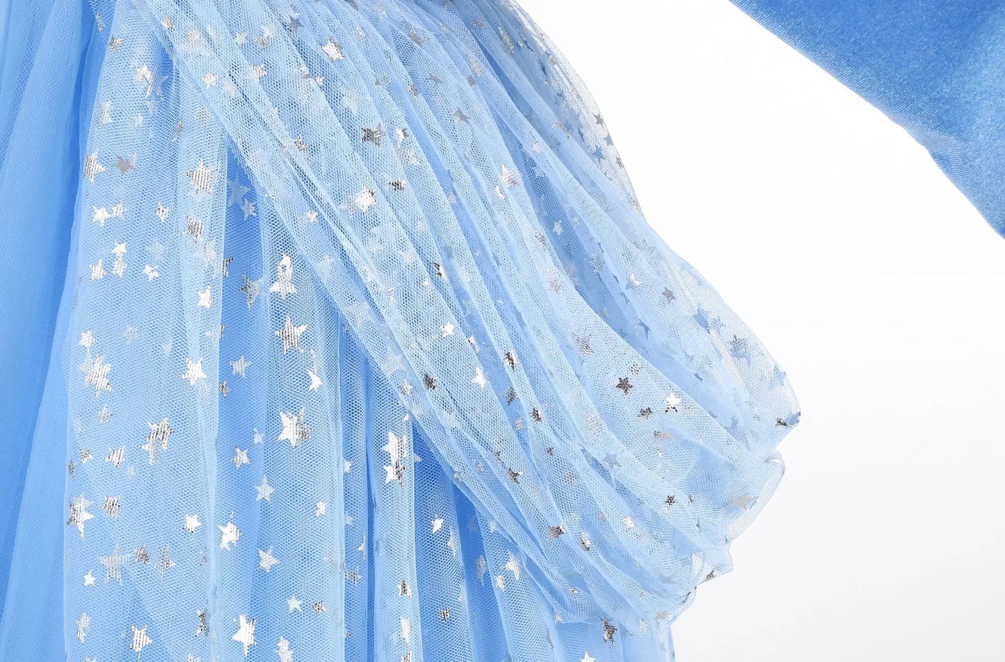 Girl Cinderella Dress Long Sleeve Princess Cosplay Costume Blue Sequin Children Bithday Surprise Kids Ball Gown