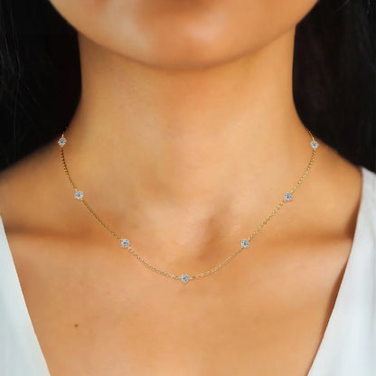 3mm Moissanite Diamond Necklaces for Women Dainty 18k Gold Plated/925 Sterling Silver Neck Chain Female Trendy Jewelry