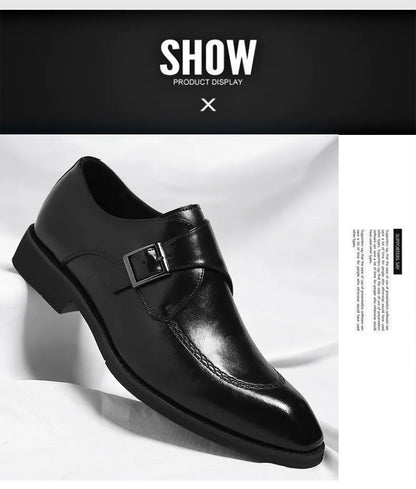 Buckle Designer Big Size Dress Shoes for Men Spring Autumn Solid Color Cow Leather Shoes Male Fashion Business Casual Shoe Man