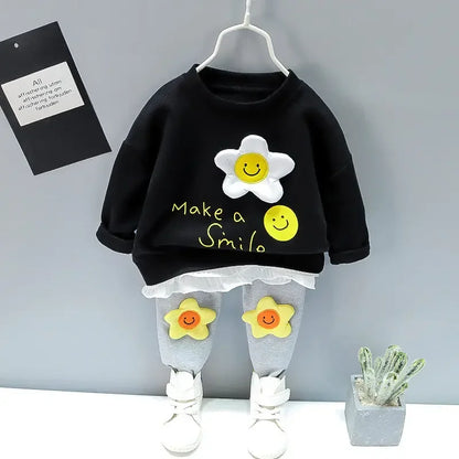New Spring Toddler Clothing Cotton Suit Children Girls Girls Cartoon T-shirt Sports Pants 2Pcs/set Kids Clothes Baby Tracksuits