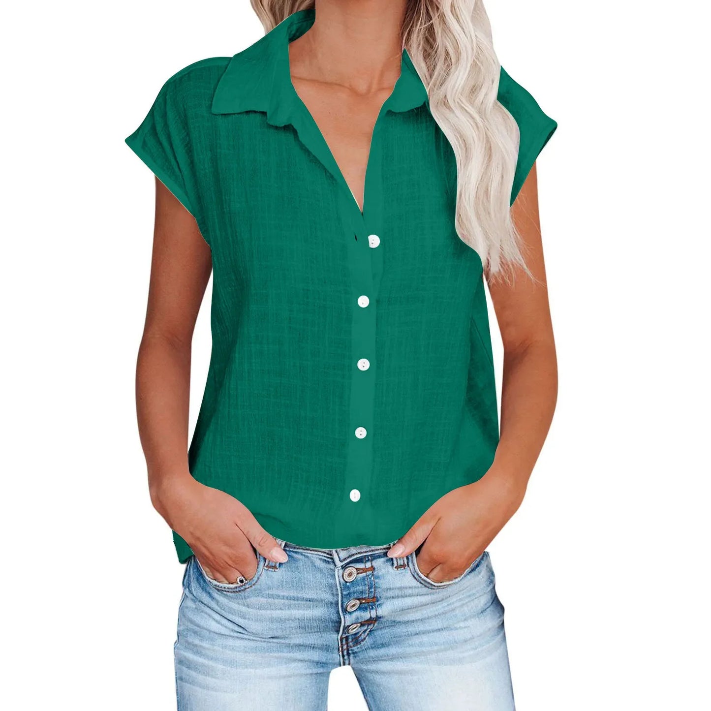 Summer Solid Cotton Linen Shirt Women's Clothing Casual Short Sleeve Tops Tee Ladies T-Shirts Blusas Thin Loose T Shirt Woman