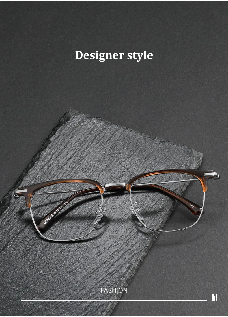 Fashion Vintage Teal Pure Titanium Eyeglasses Men and Women Computer Blue Blocking Myopia Customizable Prescription D8060