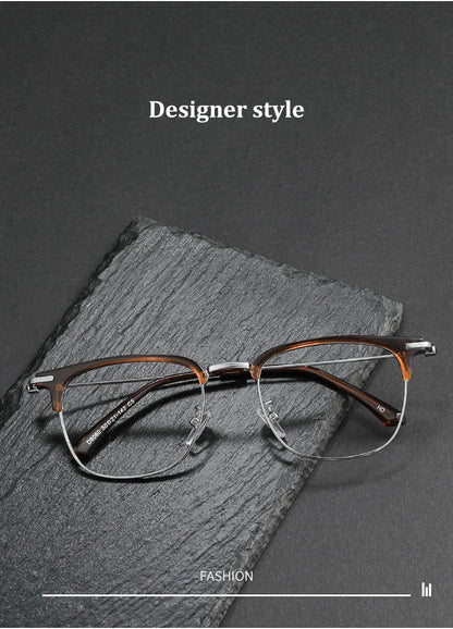 Fashion Vintage Teal Pure Titanium Eyeglasses Men and Women Computer Blue Blocking Myopia Customizable Prescription D8060