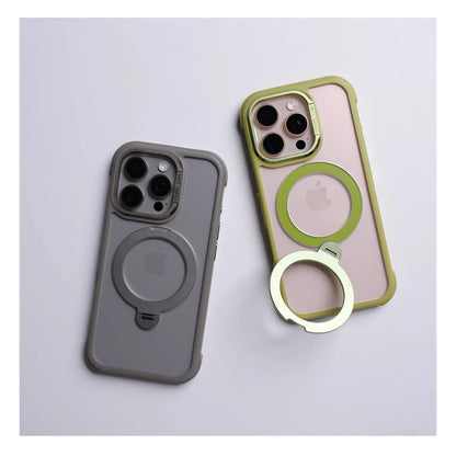 360° Magnetic Rotatable Holder Shockproof Case For iPhone 17 16 Pro Max 15 14 13 Transparent For MagSafe Wireless Charge Cover