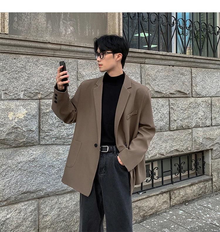 Spring Summer Men Formal Blazers Men Korean Fashion Loose Casual Dress Jacket Men Harajuku Social Suit Jacket Clothing