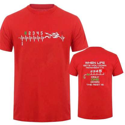 Motorcycle Gear Biker Heartbeat Print Men T-Shirts Summer Men's T Shirt Clothing Oversized Men Tshirt Graphic T Shirt