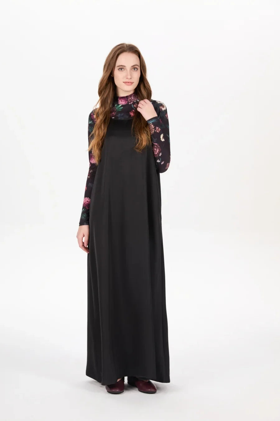 AS AW25 woman clothing mockneck + elegance slip satin dress matching look adjustable maxi floor length lady wear