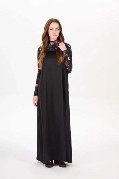 AS AW25 woman clothing mockneck + elegance slip satin dress matching look adjustable maxi floor length lady wear