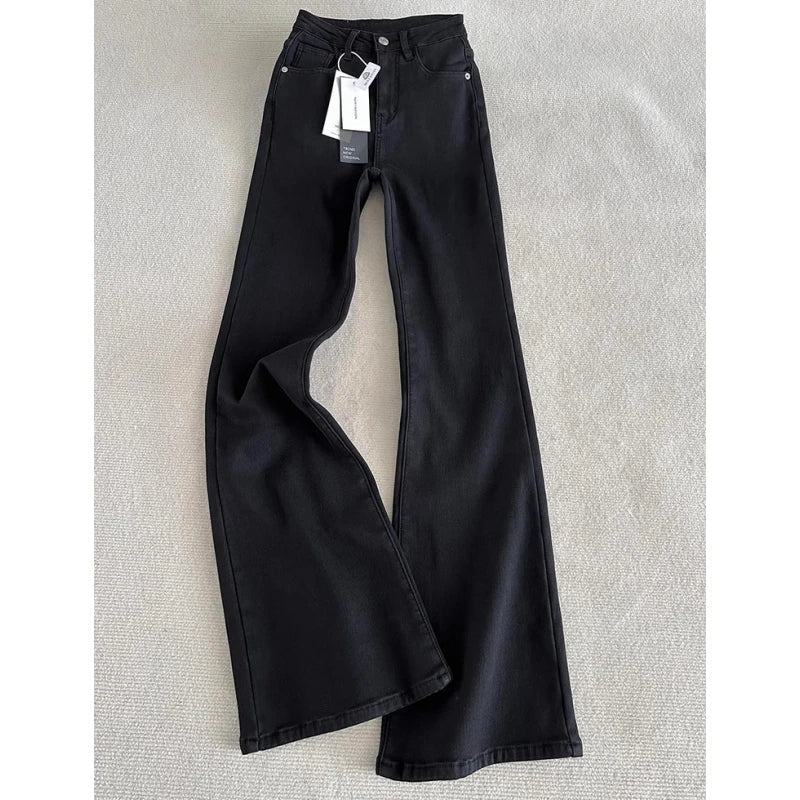 Y2K Loose Jeans Women Casual Trousers Baggy Denim Pants for Ladies Soft Stretch Waist Winter Thermal Fleece Lined Comfort Fit