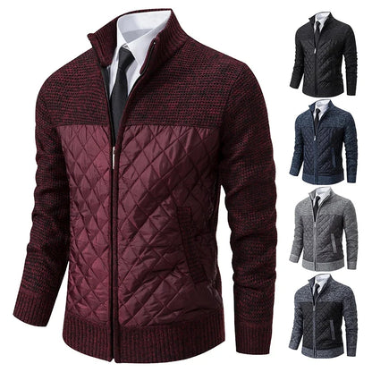 Autumn Winter Sweater Men's Loose Cardigan New Cold High Neck Jumpers Patchworked Windbreaker Casual Jackets