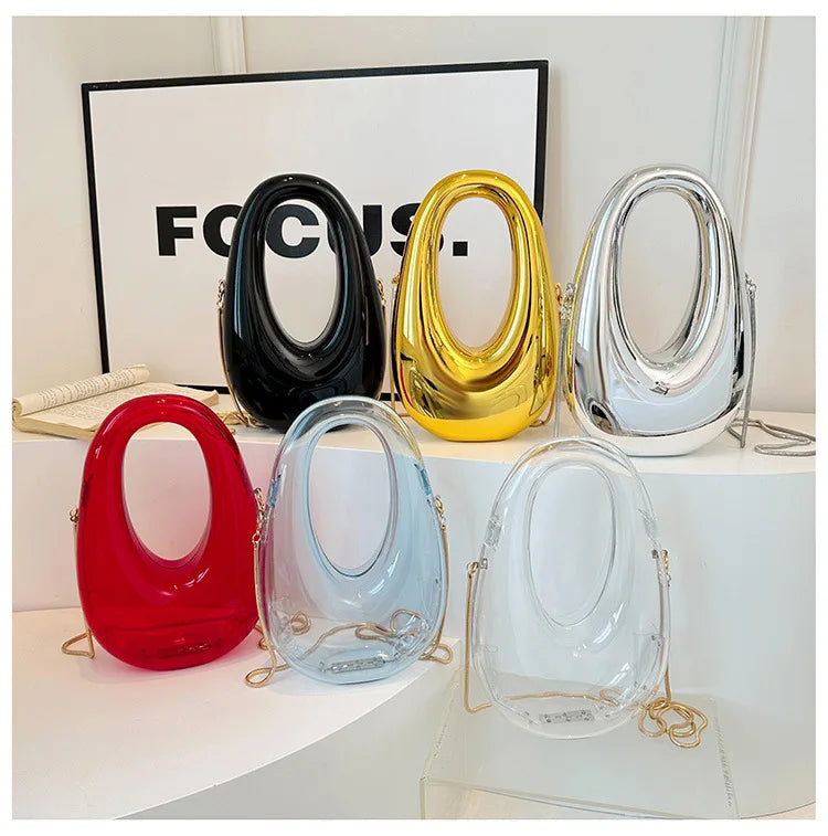 Acrylic Going Out Handbag Ins Famous Fashion Glossy Women's Dinner Bags Diagonal Span Wrist Bag Shoulder Messenger Bag