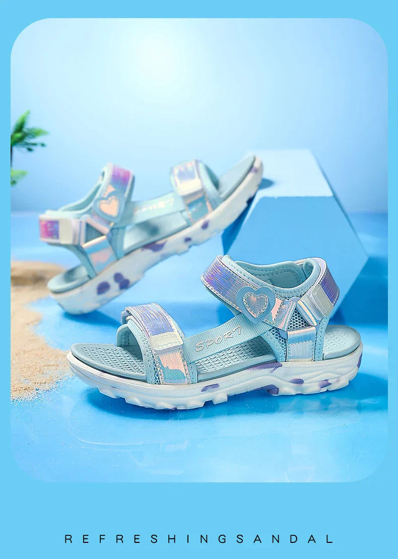 Girls' LED Sandals Children's Toddler Sports Beach Blue Pink Girls' Soft Shining Shoes Outdoor Soft Anti-Slip Princess LED Shoe