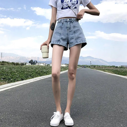 Short Pants For Woman To Wear Jeans Wide Mini Denim Women's Shorts Punk Print Low Price Elasticty Luxury Fashion Y2k Harajuku XL
