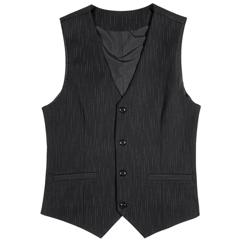 Plus Size 7XL 6XL 5XL Men's Fashion Striped Suit Vest British Style Business Work Slim Fit Wedding Social Sleeveless Vest